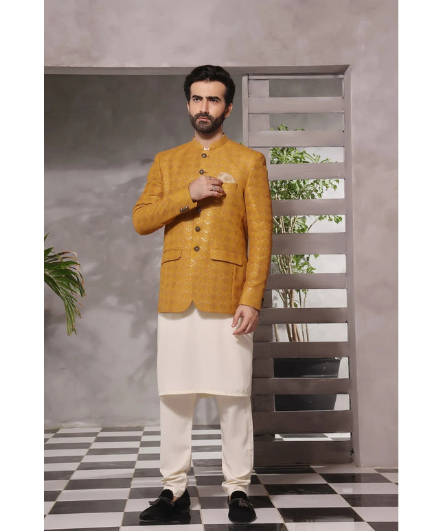 Luxury Gold Silk Kurta Pyjama Set