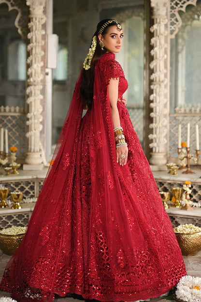 Qalamkar | Red Raw Silk Hand Embroidered Lehenga