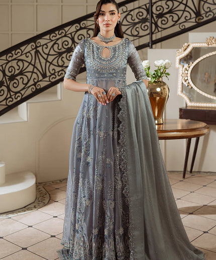 Rania | Blue Grey Hand Embellished Gown