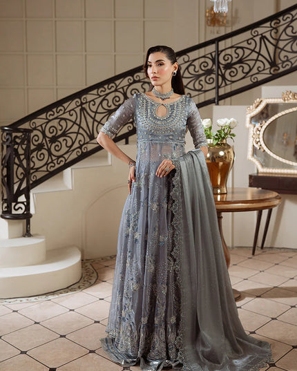 Rania | Blue Grey Hand Embellished Gown