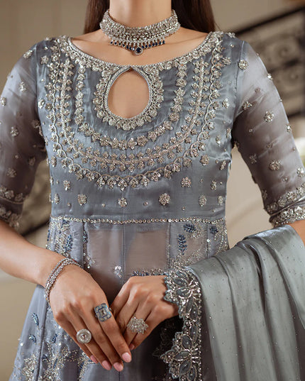 Rania | Blue Grey Hand Embellished Gown