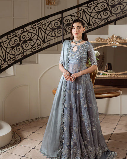 Rania | Blue Grey Hand Embellished Gown