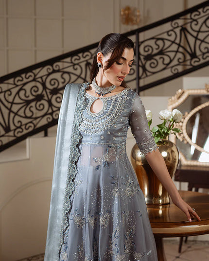 Rania | Blue Grey Hand Embellished Gown