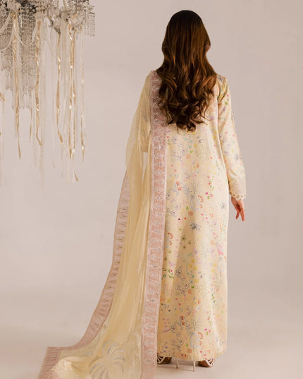 Rumi | Yellow Printed Silk Embroidered Suit