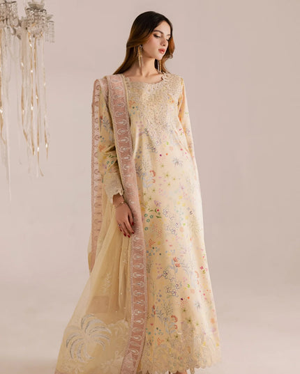 Rumi | Yellow Printed Silk Embroidered Suit