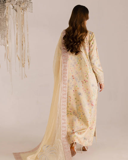 Rumi | Yellow Printed Silk Embroidered Suit