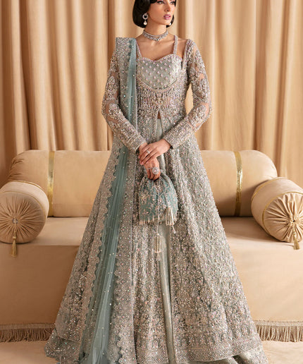 RIJA | Net Pishwas Bridal Lehenga Gown