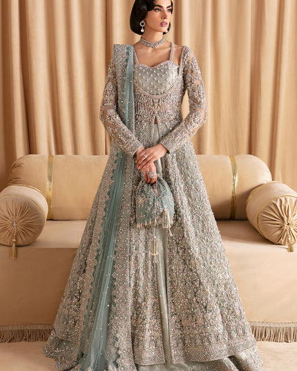 RIJA | Net Pishwas Bridal Lehenga Gown