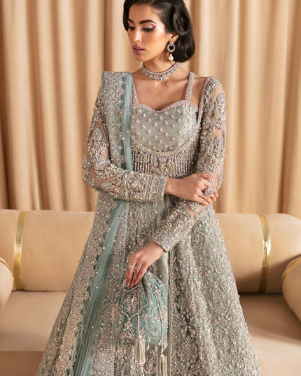 RIJA | Net Pishwas Bridal Lehenga Gown