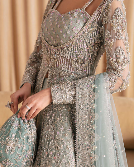 RIJA | Net Pishwas Bridal Lehenga Gown