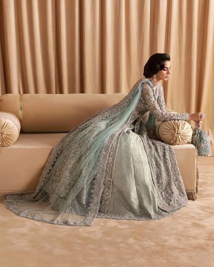 RIJA | Net Pishwas Bridal Lehenga Gown