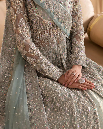 RIJA | Net Pishwas Bridal Lehenga Gown