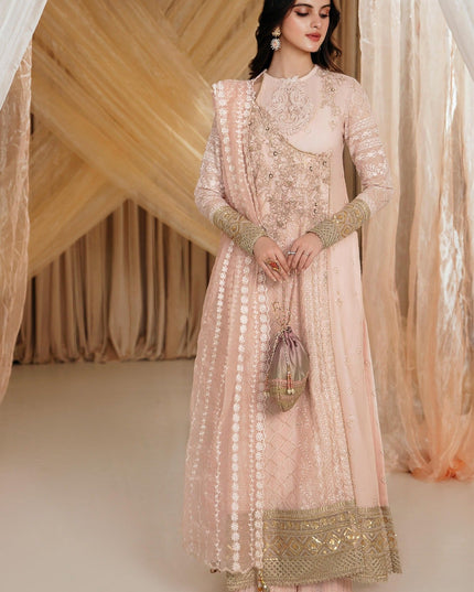 Rose | Pink Cotton Embroidered Angrakha Sharara