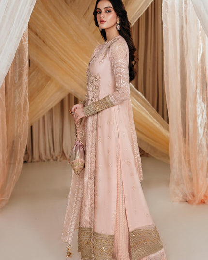 Rose | Pink Cotton Embroidered Angrakha Sharara