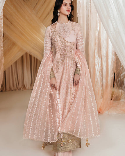 Rose | Pink Cotton Embroidered Angrakha Sharara