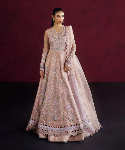 Osra | Blush Pink Organza Hand Embellished Lehenga