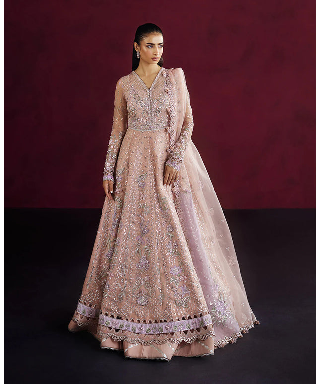 Osra | Blush Pink Organza Hand Embellished Lehenga
