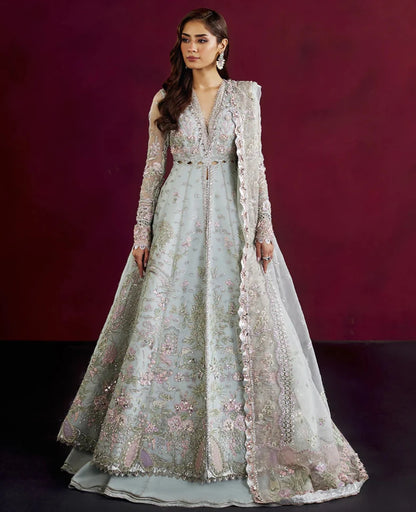 Kyla | Aqua Blue Hand Embellished Lehenga