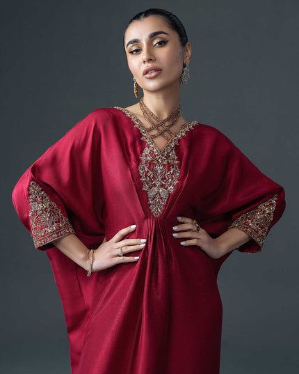 Raaya Red | Silk Embellished Kaftan