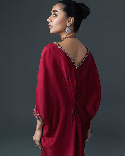 Raaya Red | Silk Embellished Kaftan