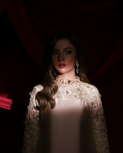 Rosaline | Blush Champagne Tissue Silk Embroidered Embellished Suit