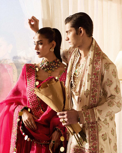 Hussain Rehar | Hot Pink Chanderi Silk Churidar