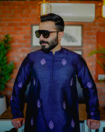 Royal Purple Silk Kurta and Pants