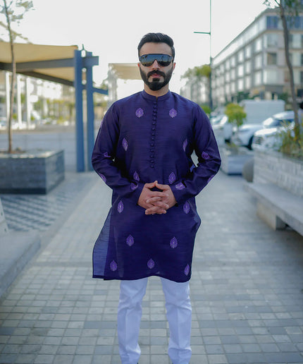 Royal Purple Silk Kurta and Pants