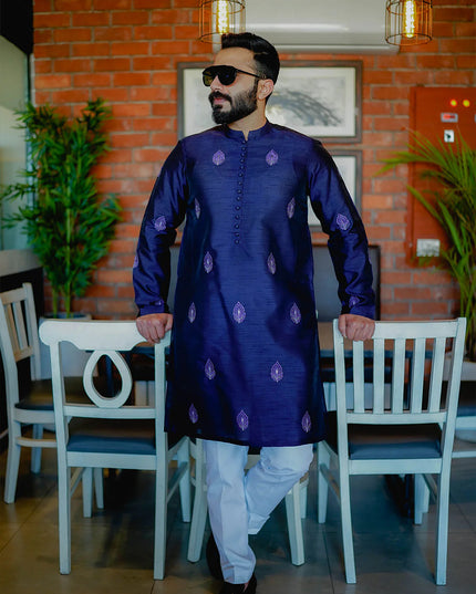 Royal Purple Silk Kurta and Pants