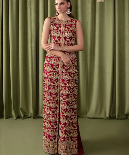 Ruby | Red Tissue Silk Embellished Set