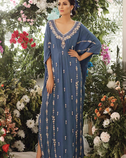 Feuri | Blue Georgette Embellished Kaftan