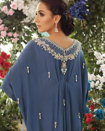 Feuri | Blue Georgette Embellished Kaftan