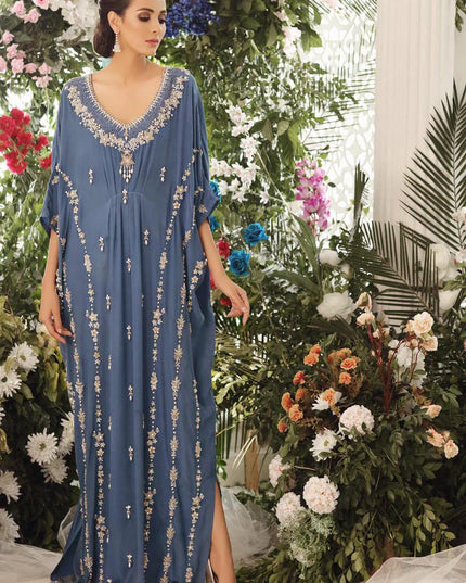 Feuri | Blue Georgette Embellished Kaftan
