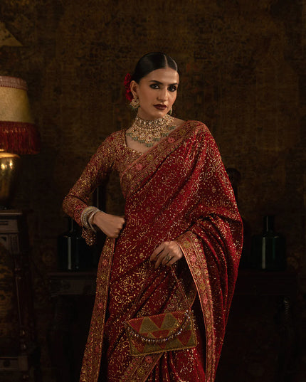 Hayaté Rose | Ruby Medium Silk Embroidered Saree