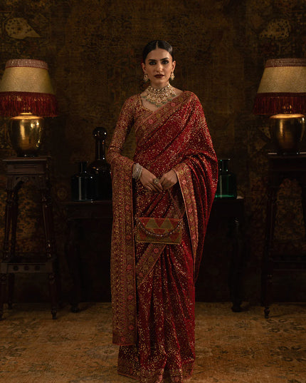 Hayaté Rose | Ruby Medium Silk Embroidered Saree