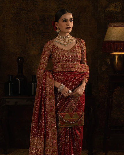 Hayaté Rose | Ruby Medium Silk Embroidered Saree