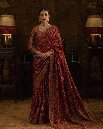 Hayaté Rose | Ruby Medium Silk Embroidered Saree