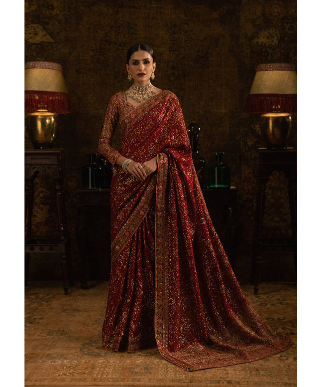 Hayaté Rose | Ruby Medium Silk Embroidered Saree