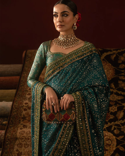 Sitaara | Emerald Green Medium Silk Saree