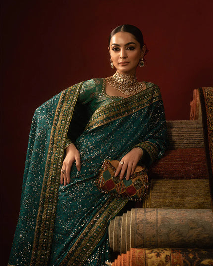 Sitaara | Emerald Green Medium Silk Saree