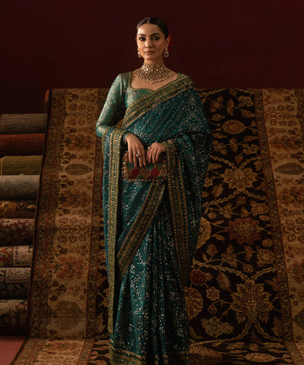 Sitaara | Emerald Green Medium Silk Saree