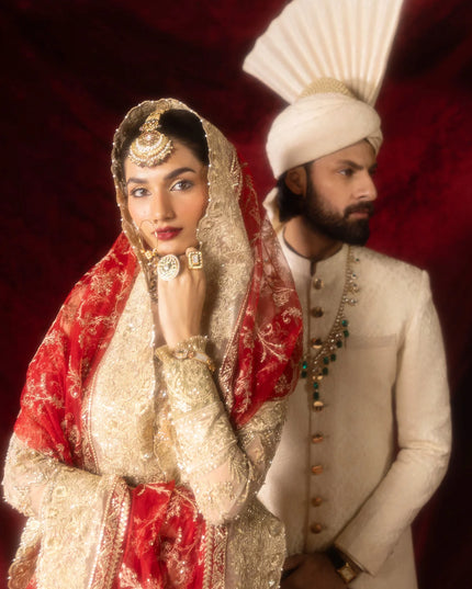 Pemaan | Beige Embroidered Hand Embellished Net Gharara