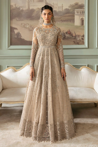 Tabaan | Silver Net Hand Embellished Embroidered Maxi Dress