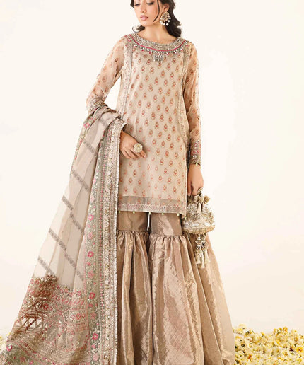 Maria B | Off White Embroidered Hand Embellished Gharara