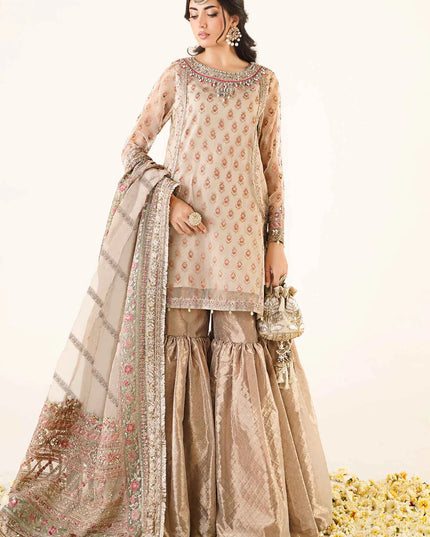 Maria B | Off White Embroidered Hand Embellished Gharara
