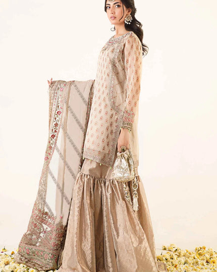 Maria B | Off White Embroidered Hand Embellished Gharara