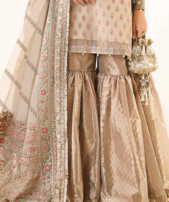 Maria B | Off White Embroidered Hand Embellished Gharara