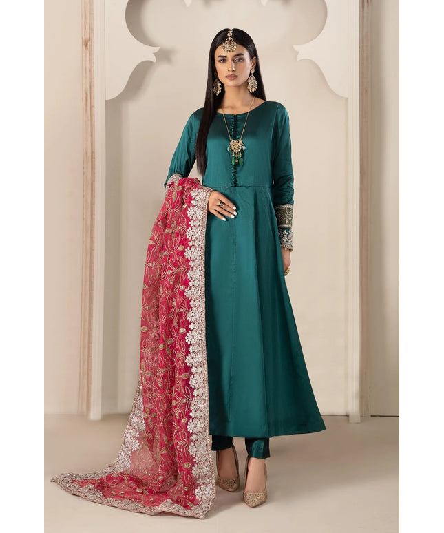 Maria B | Green Two Tone Silk Suit