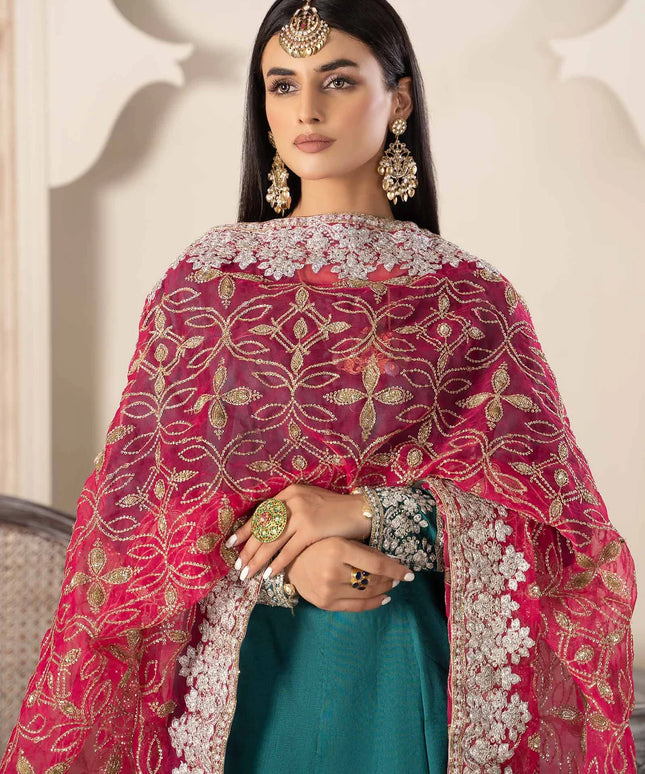 Maria B | Green Two Tone Silk Suit