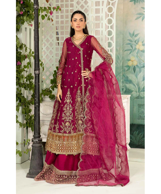 Maria B | Magenta Net Embellished Angrakha Lehenga